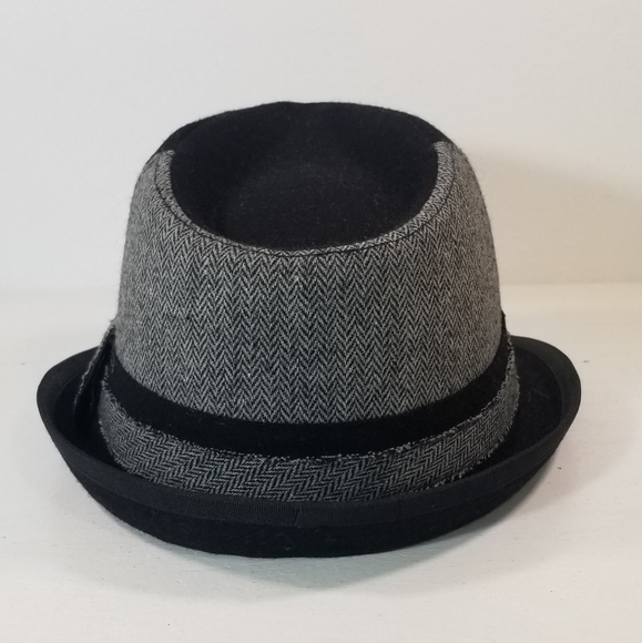 COPY - Mens Fedora Black & Gray Wool Blend Hat - Picture 4 of 9